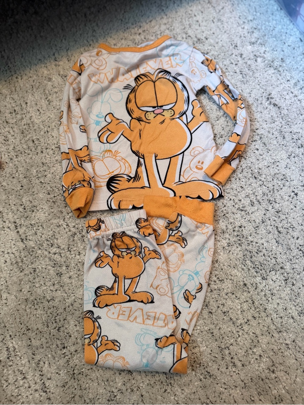 Garfield the cat Orange Kids Pajama Set - Long Sleeve Cotton Sleepwear size 4